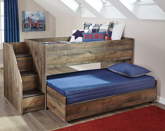 Trinell Twin Loft Bed with Pull-out Caster Bed