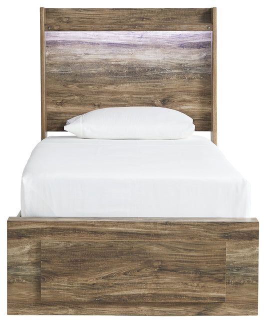 Rusthaven Twin Panel Bed with 5 Storage Drawers