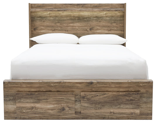 Rusthaven Queen Panel Bed with 2 Storage Drawers