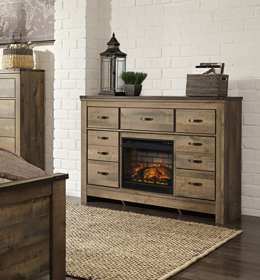 Trinell Dresser with Electric Fireplace