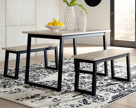 Waylowe Dining Table and Benches (Set of 3)