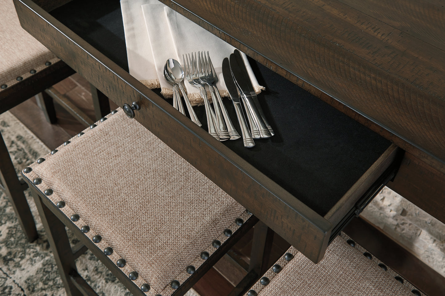 Rokane Counter Height Dining Table and Bar Stools (Set of 4)