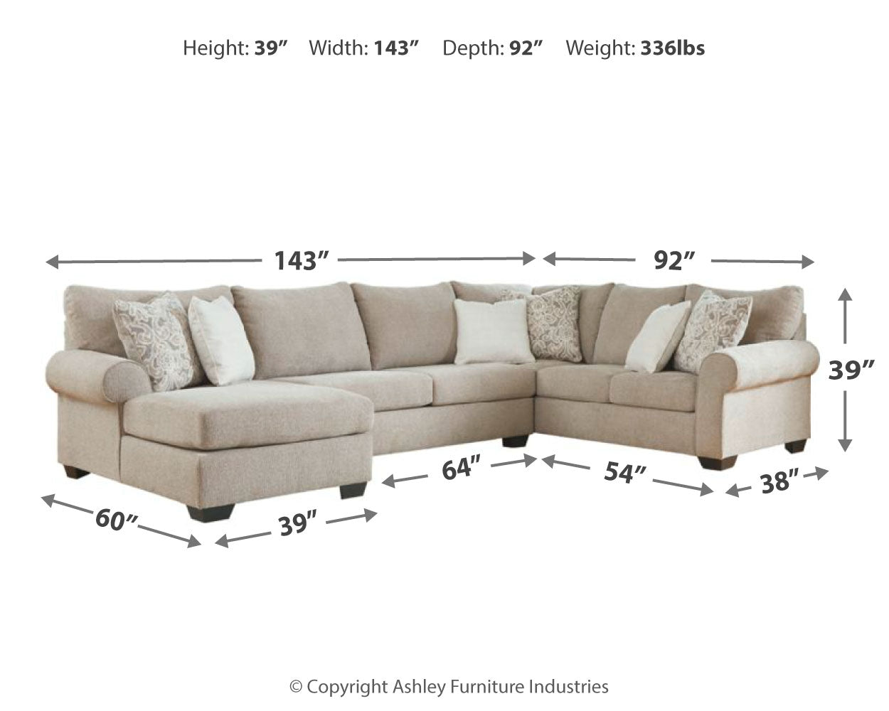 Baranello 3-Piece Sectional with Chaise