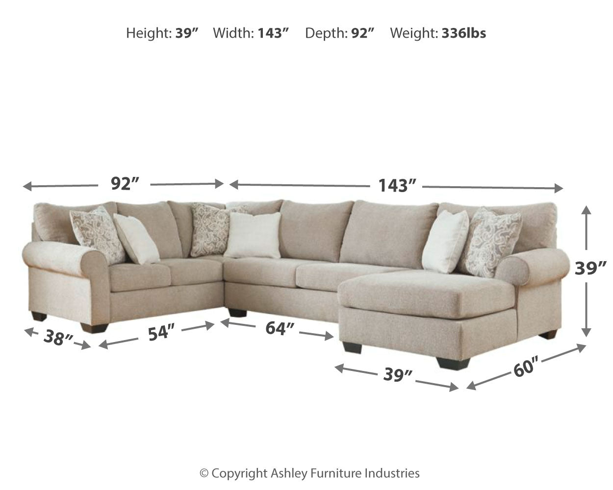 Baranello 3-Piece Sectional with Chaise