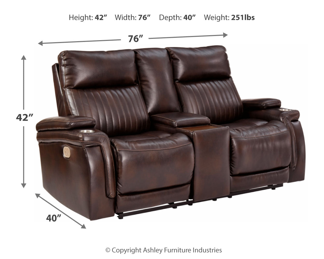 Team Time Power Reclining Loveseat with Console