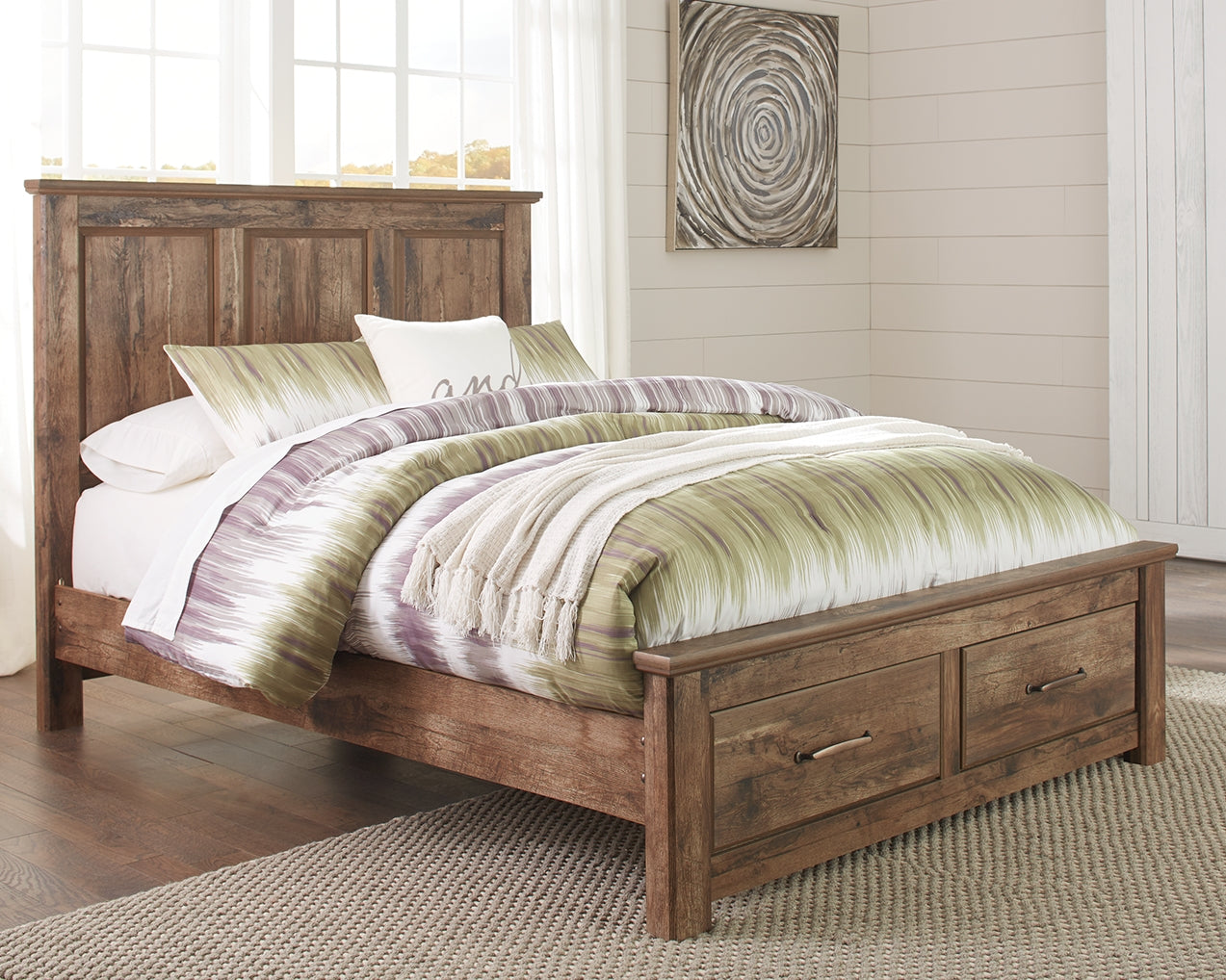 Blaneville Queen Panel Bed with 2 Storage Drawers
