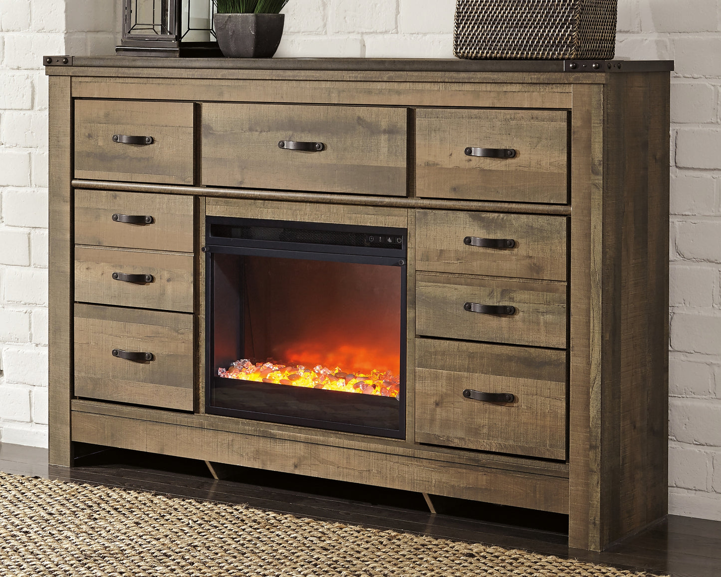 Trinell Dresser with Fireplace