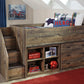 Trinell Twin Loft Bed with 3 Drawer Storage and Bookcase