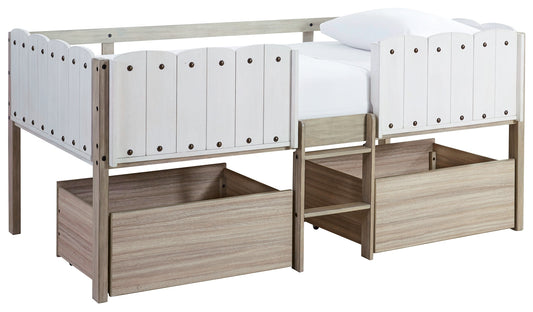 Wrenalyn Twin Loft Bed with Under Bed Bin Storage