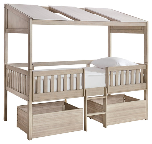 Wrenalyn Twin Loft Bed with Under Bed Bin Storage