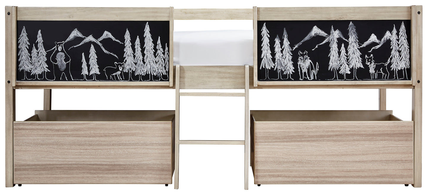 Wrenalyn Twin Loft Bed with Under Bed Bin Storage