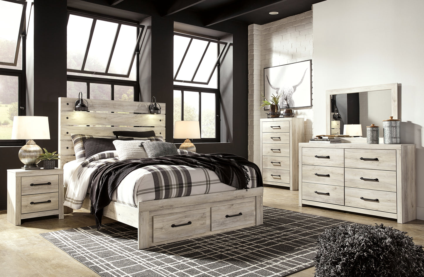 Cambeck Queen Panel Bed with 2 Storage Drawers