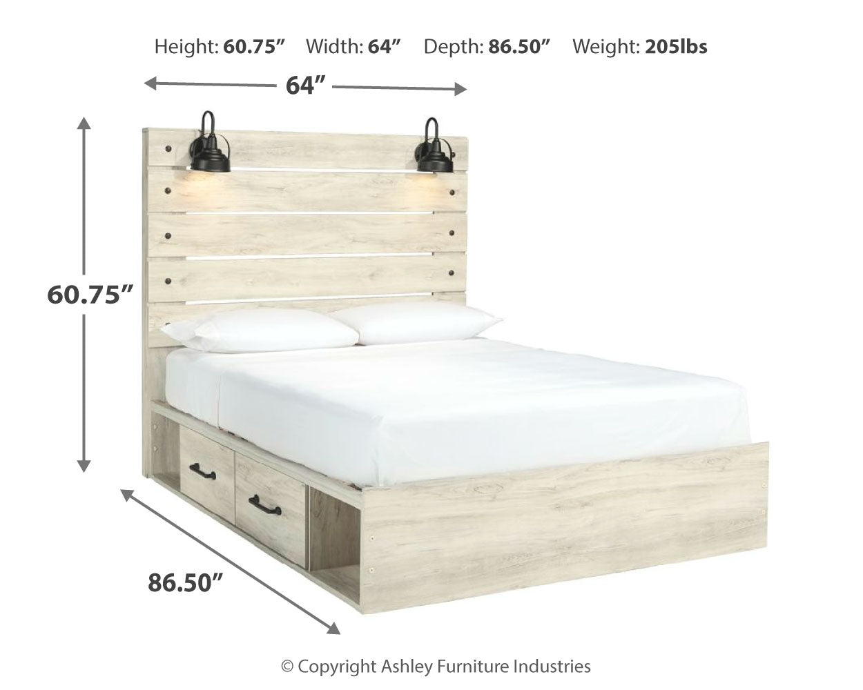 Cambeck Queen Panel Bed with 2 Storage Drawers