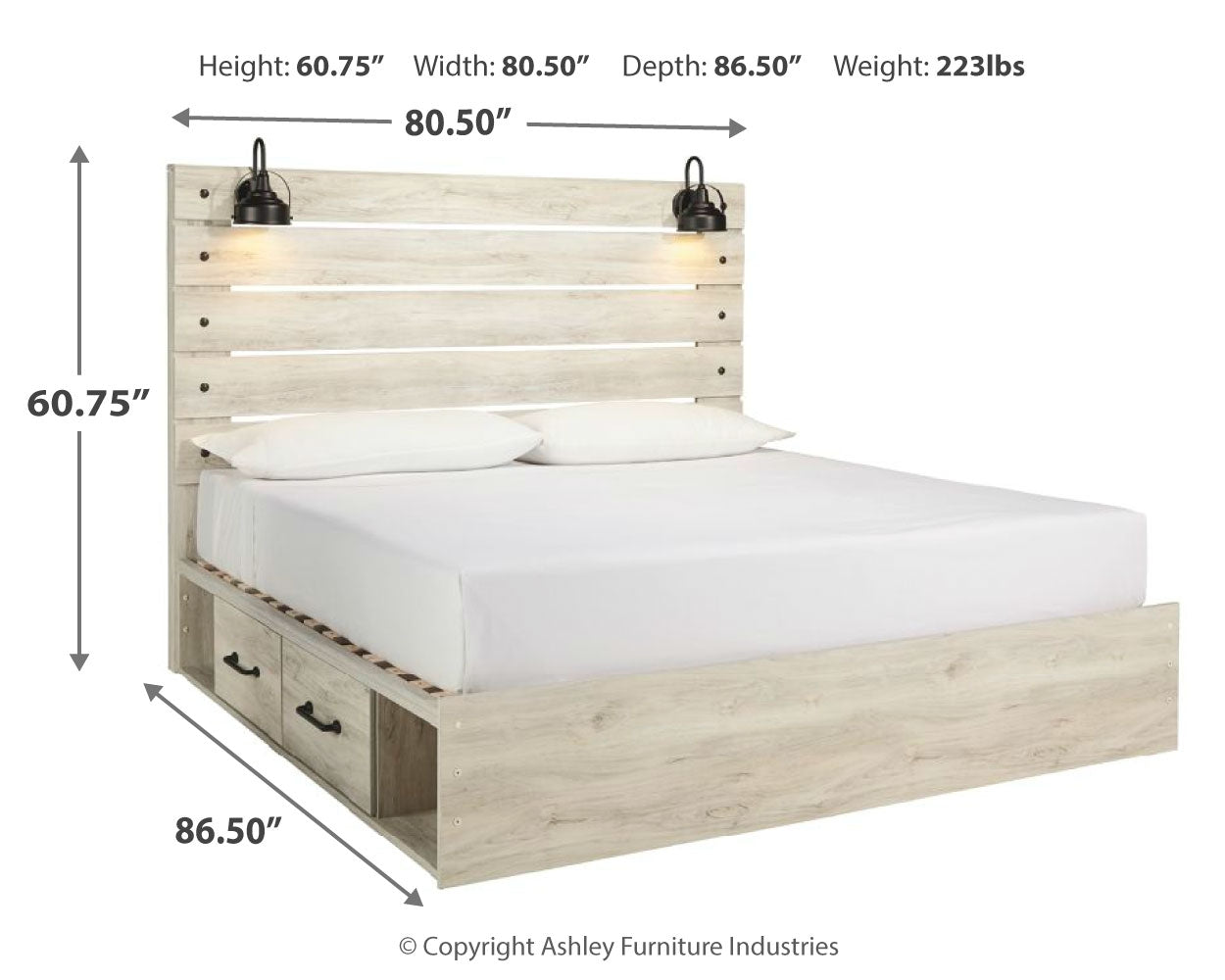 Cambeck King Panel Bed with 2 Storage Drawers