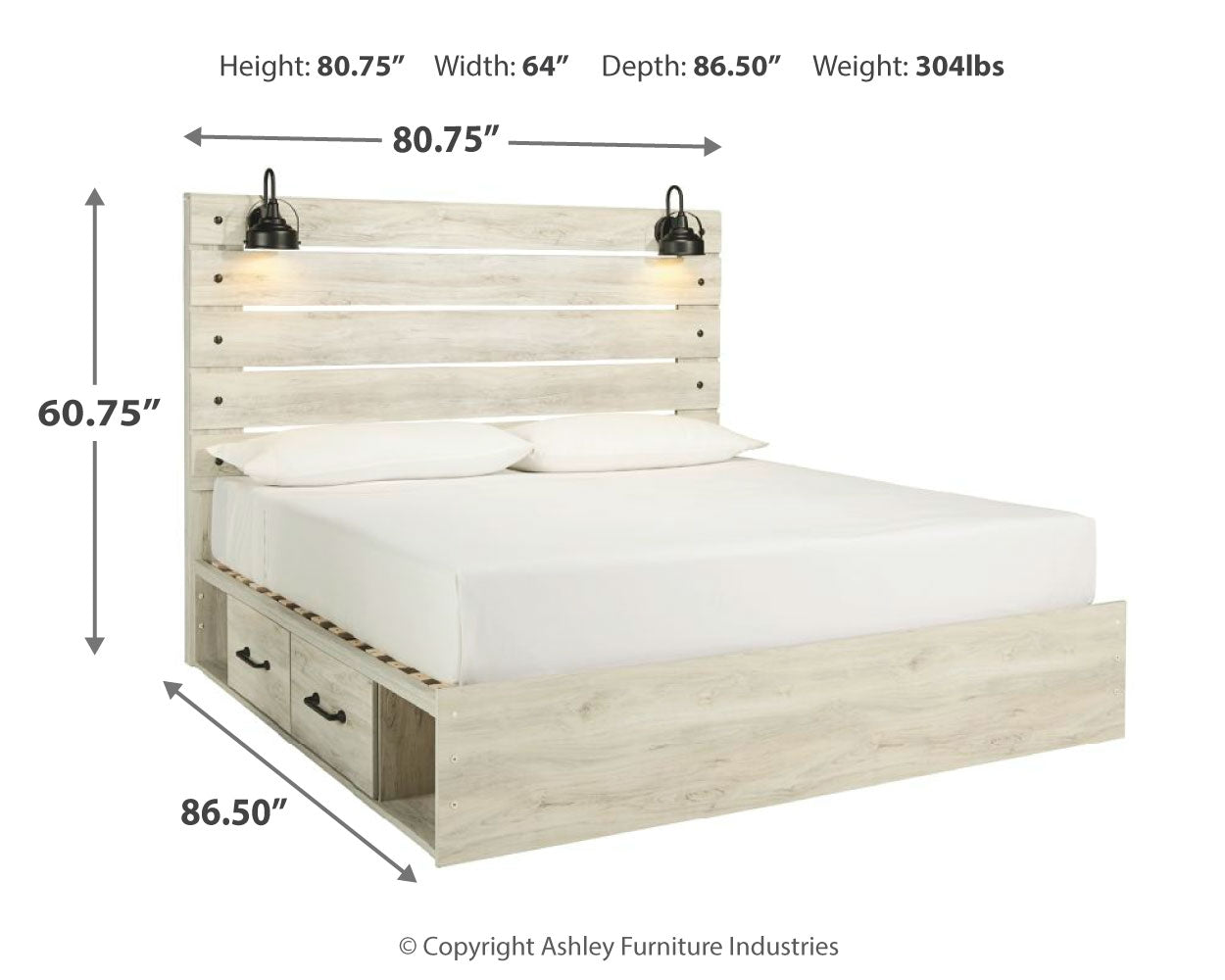 Cambeck King Panel Bed with 4 Storage Drawers