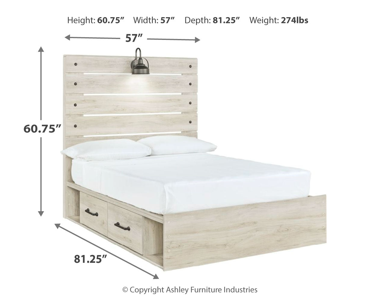 Cambeck Full Panel Bed with 4 Storage Drawers