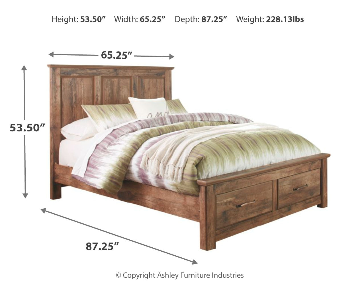 Blaneville Queen Panel Bed with 2 Storage Drawers