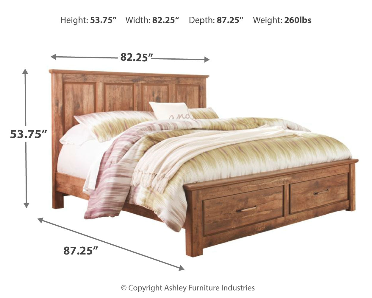Blaneville King Panel Bed with 2 Storage Drawers