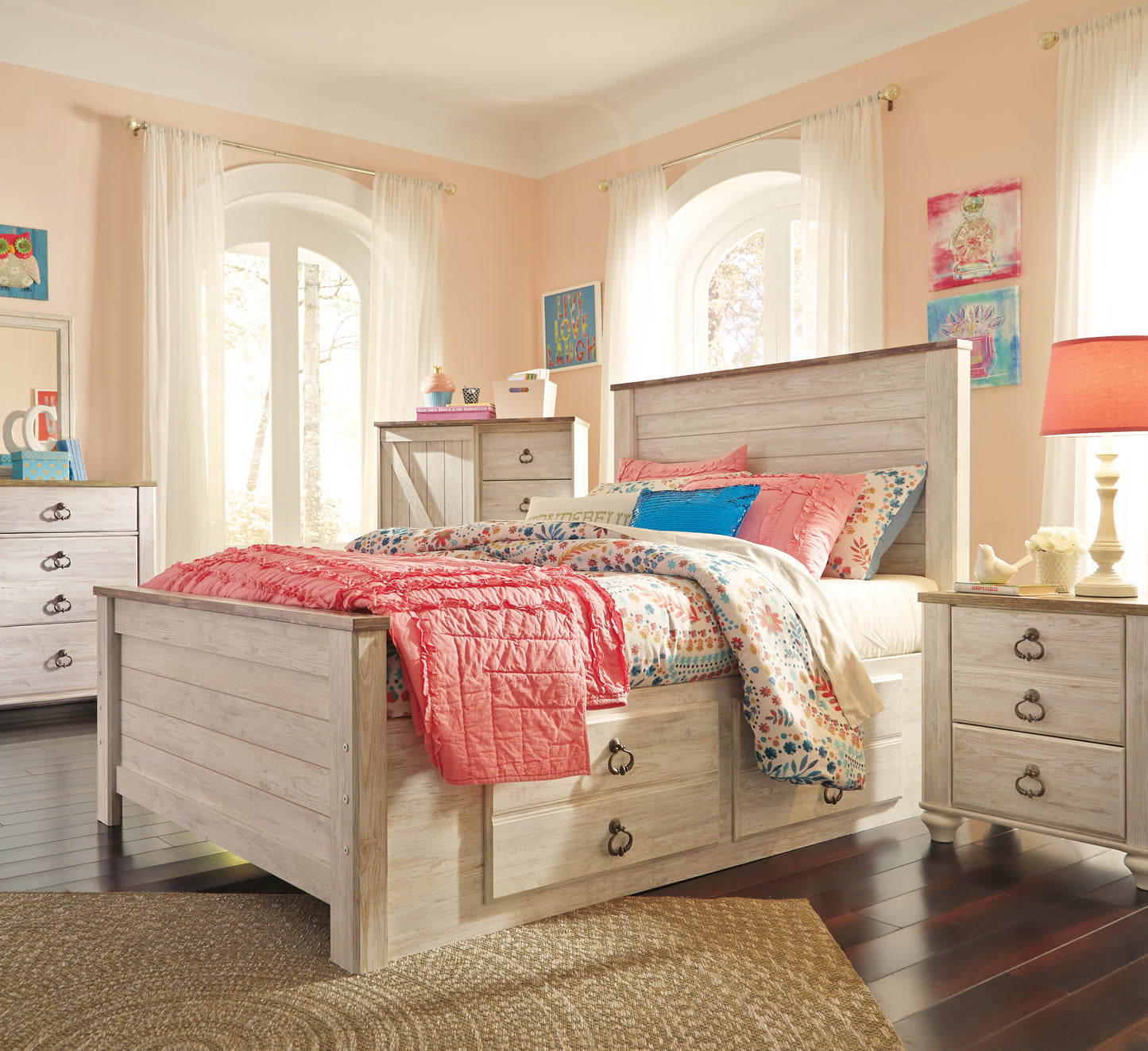 Willowton Full Panel Bed with 2 Storage Drawers