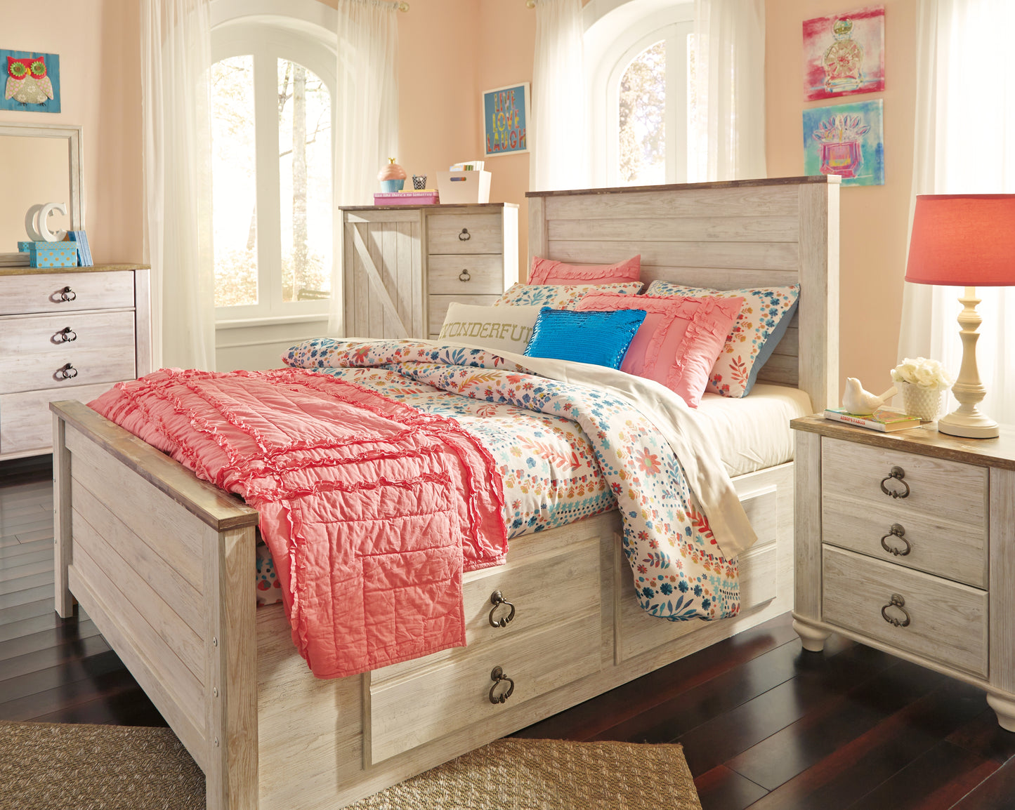 Willowton Full Panel Bed with 2 Storage Drawers
