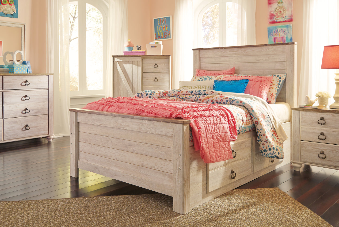 Willowton Full Panel Bed with 2 Storage Drawers