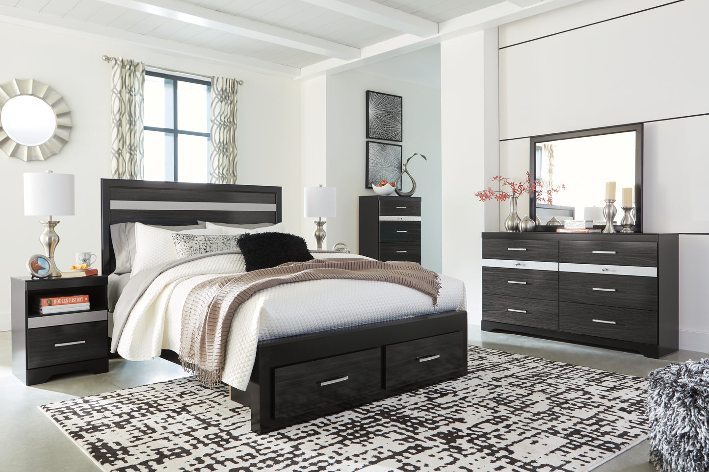 Starberry Queen Panel Bed with 2 Storage Drawers