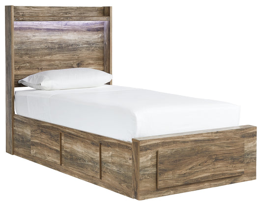 Rusthaven Twin Panel Bed with 5 Storage Drawers