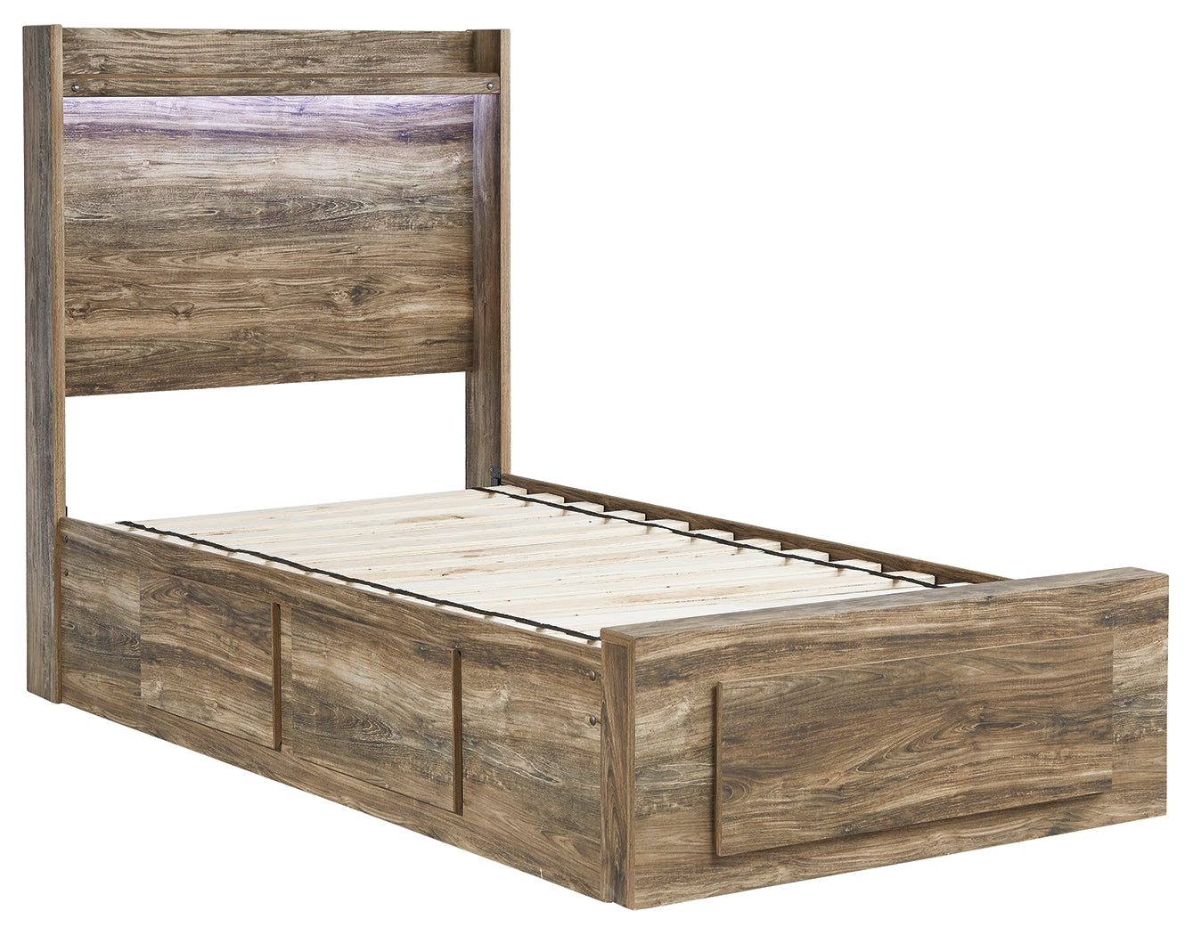 Rusthaven Twin Panel Bed with 5 Storage Drawers