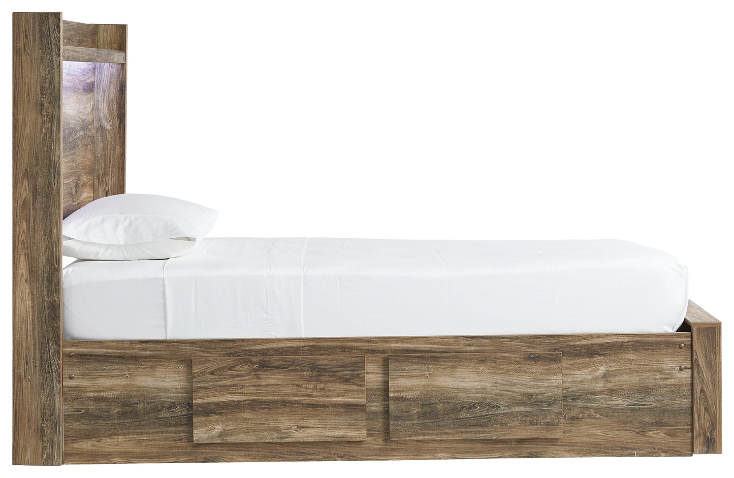 Rusthaven Twin Panel Bed with 5 Storage Drawers