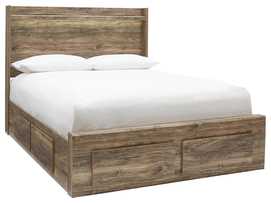 Rusthaven Queen Panel Bed with 2 Storage Drawers
