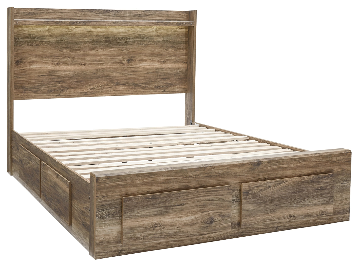 Rusthaven Queen Panel Bed with 2 Storage Drawers