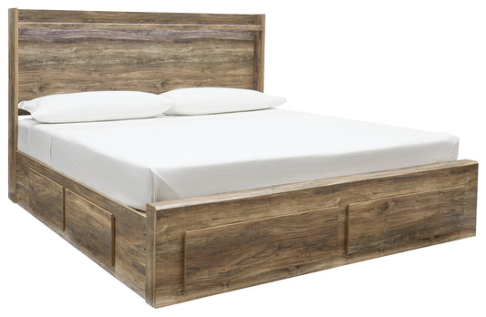 Rusthaven King Panel Bed with 6 Storage Drawers