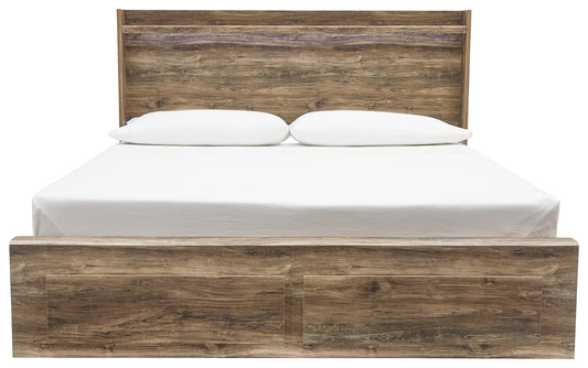 Rusthaven King Panel Bed with 6 Storage Drawers