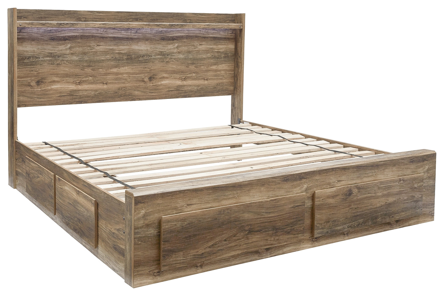 Rusthaven King Panel Bed with 6 Storage Drawers