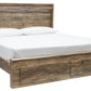 Rusthaven King Panel Bed with 2 Storage Drawers