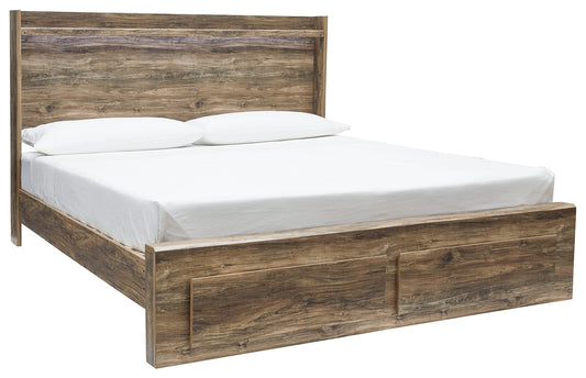 Rusthaven King Panel Bed with 2 Storage Drawers