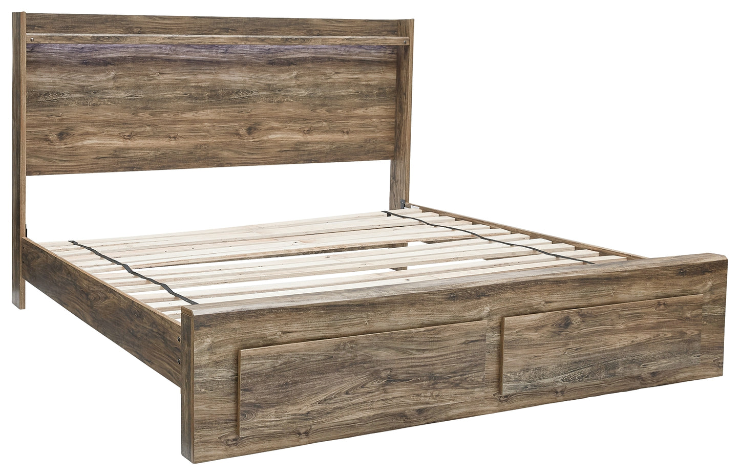 Rusthaven King Panel Bed with 2 Storage Drawers
