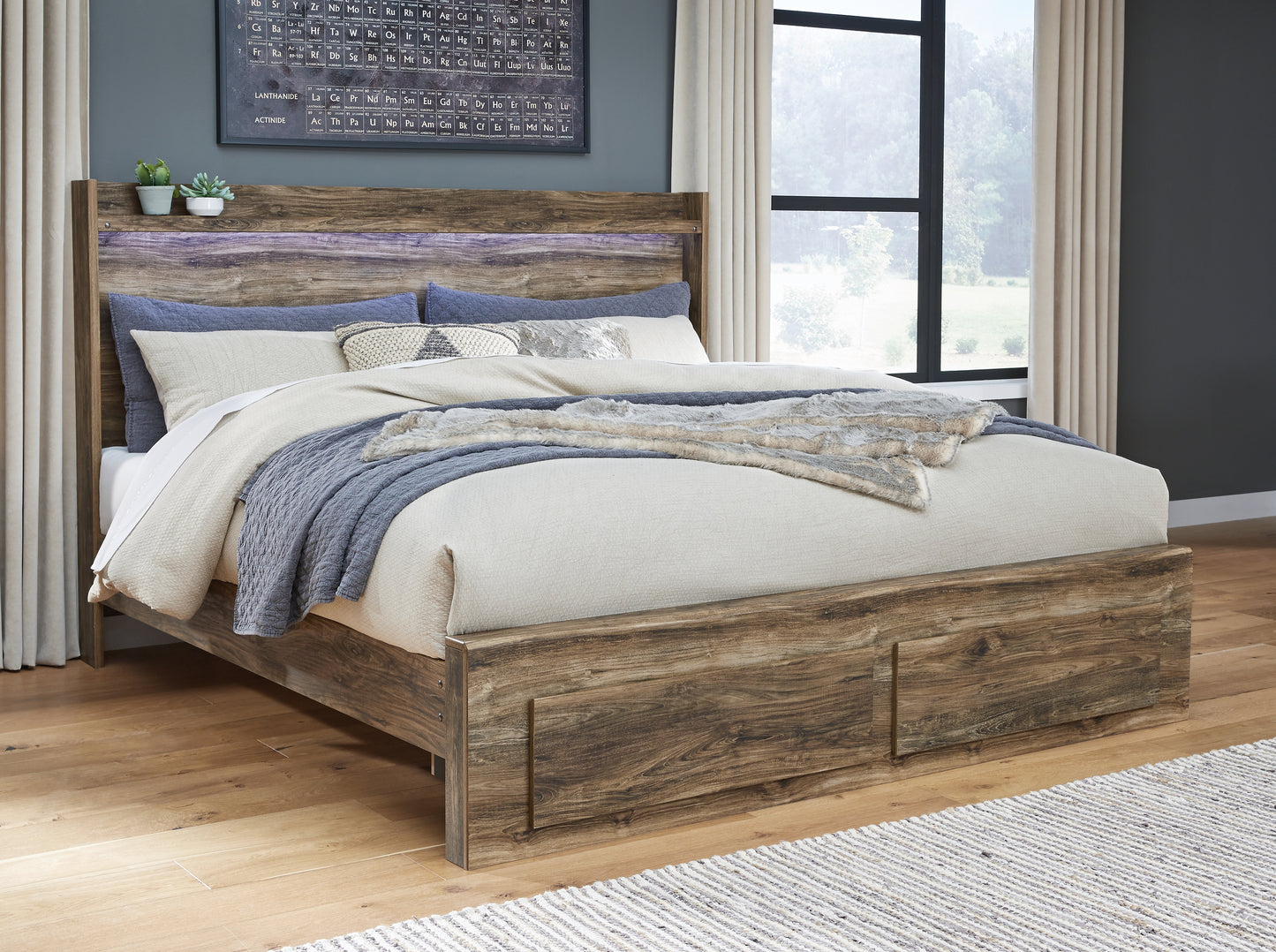 Rusthaven King Panel Bed with 2 Storage Drawers