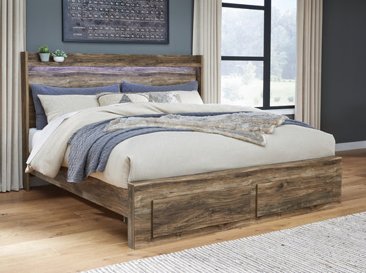 Rusthaven King Panel Bed with 2 Storage Drawers