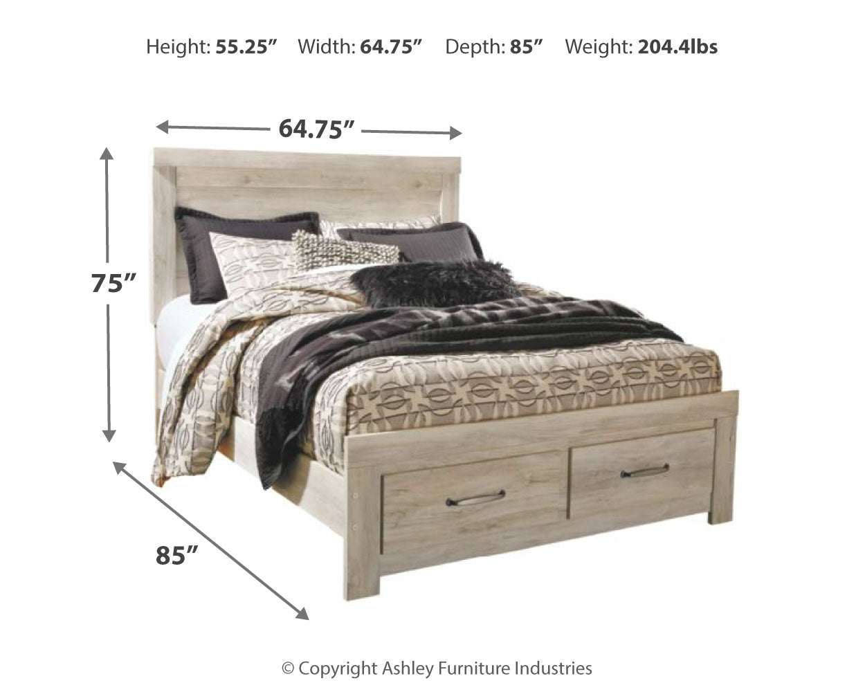 Bellaby Queen Platform Bed with 2 Storage Drawers