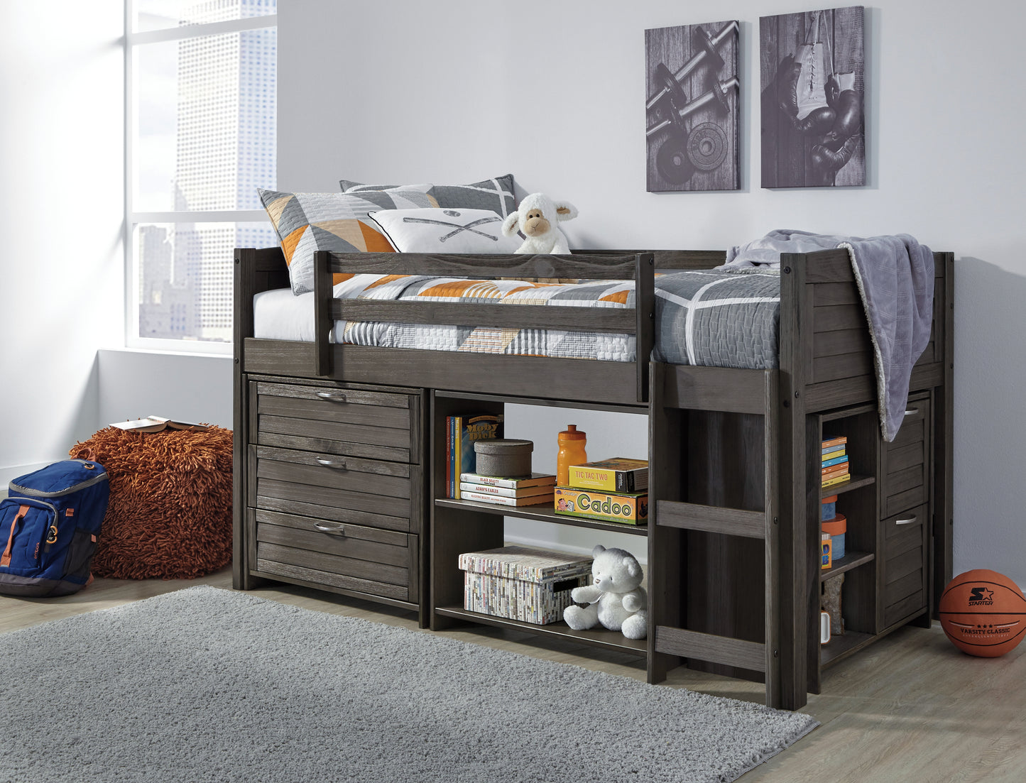 Caitbrook Twin Loft Bed with 1 Large Storage Drawer