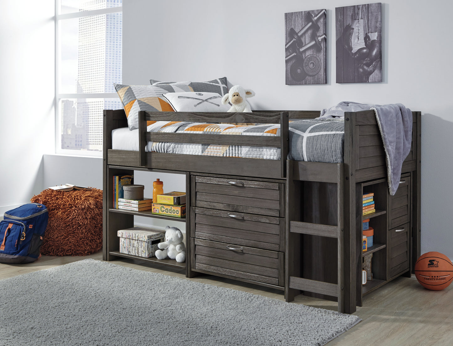 Caitbrook Twin Loft Bed with 1 Large Storage Drawer