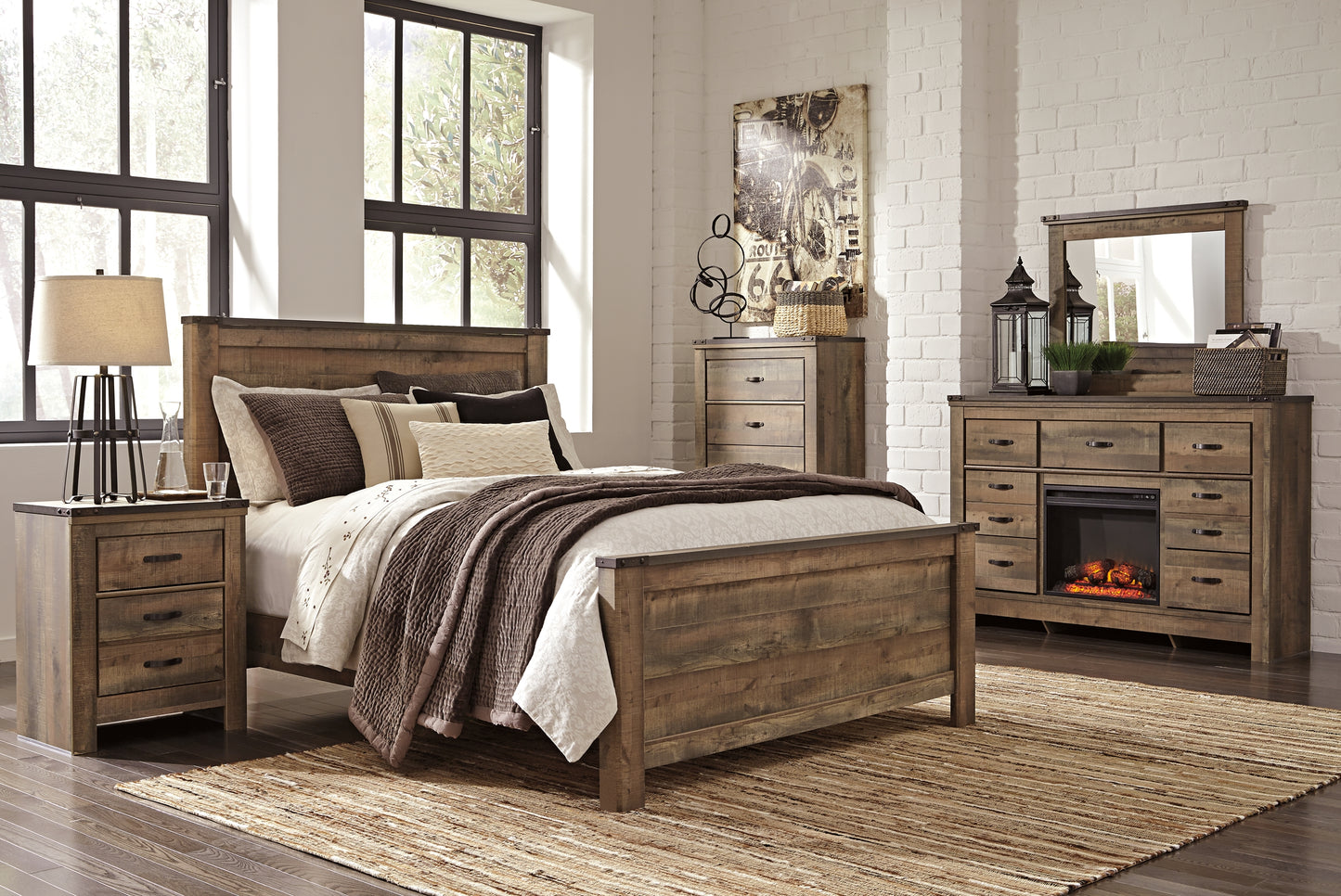 Trinell Dresser with Fireplace