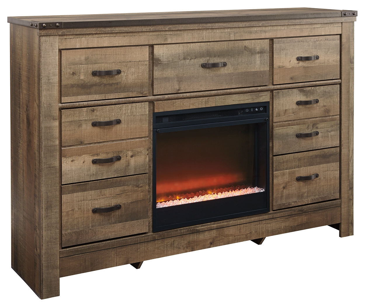 Trinell Dresser with Electric Fireplace