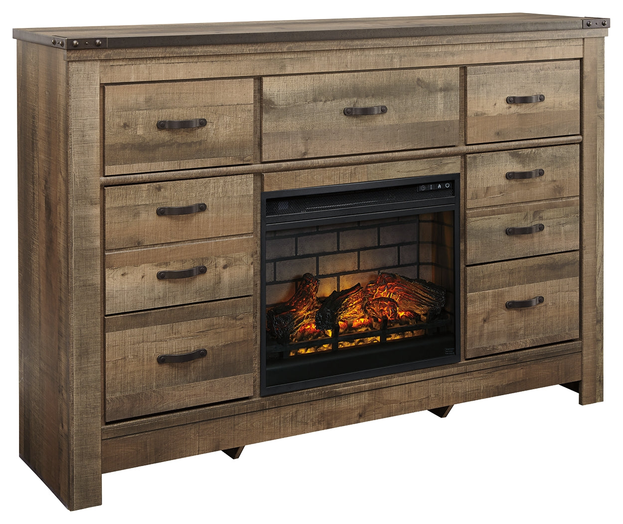 Trinell Dresser with Electric Fireplace