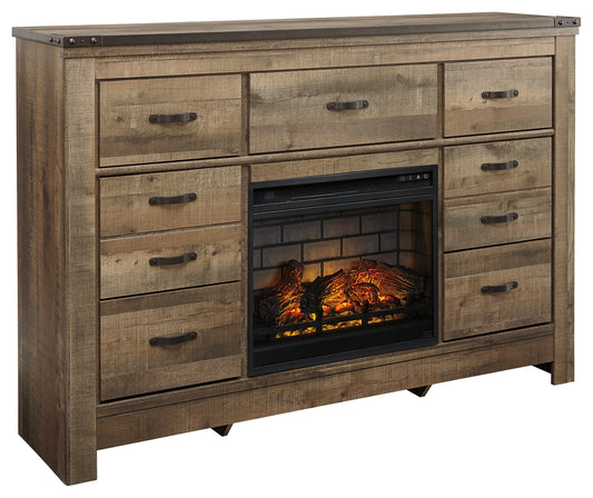 Trinell Dresser with Electric Fireplace