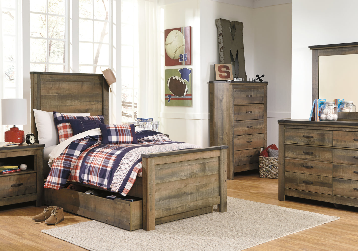 Trinell Twin Panel Bed with 1 Large Storage Drawer