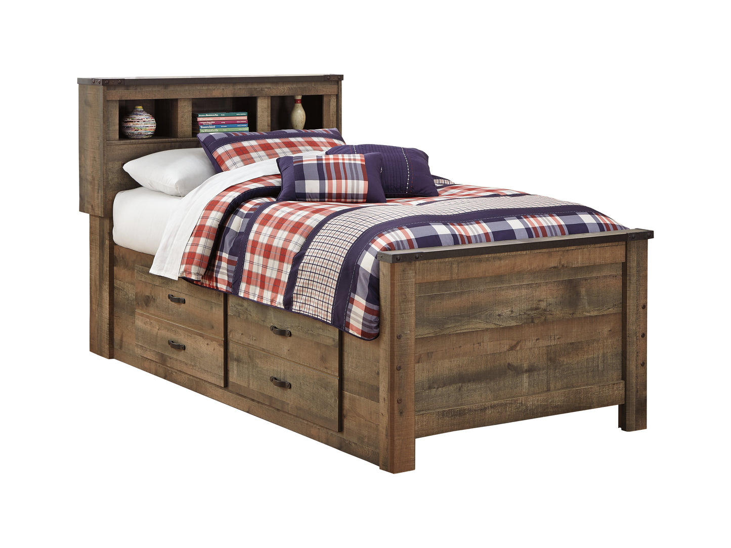Trinell Twin Bookcase Bed with 2 Storage Drawers