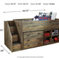 Trinell Twin Loft Bed with 3 Drawer Storage and Bookcase