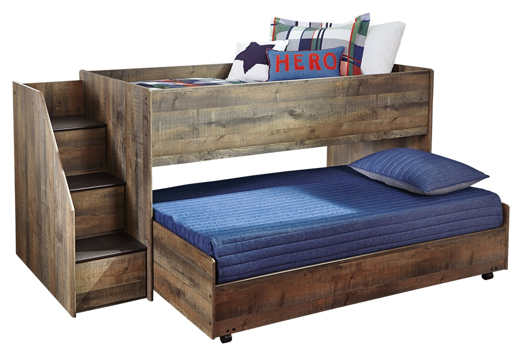 Trinell Twin Loft Bed with Pull-out Caster Bed
